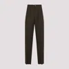 Saint Laurent Wool Pants With Creases In Kaki