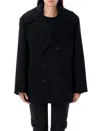 Saint Laurent Oversize Pea Coat In Black
