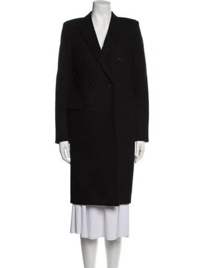 Pre-owned Saint Laurent Wool Peacoat In Black