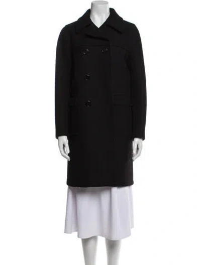 Pre-owned Saint Laurent Wool Peacoat In Black