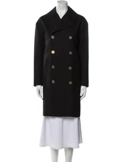 Pre-owned Saint Laurent Wool Peacoat In Black