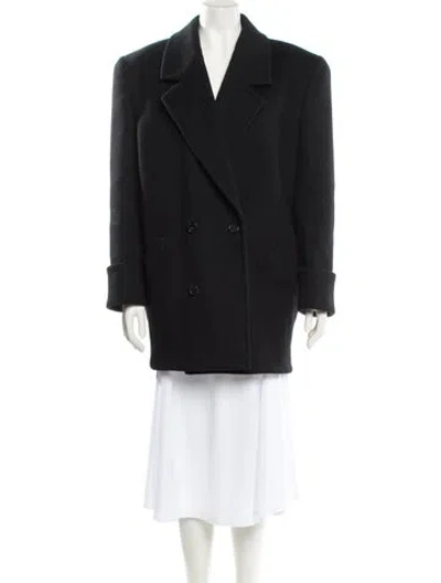 Pre-owned Saint Laurent Wool Peacoat In Black