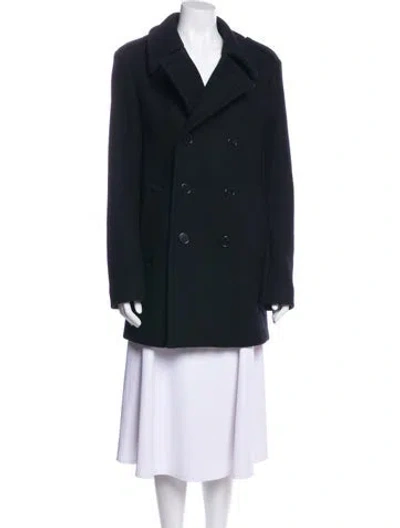 Pre-owned Saint Laurent Wool Peacoat In Black
