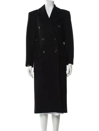 Pre-owned Saint Laurent Wool Peacoat In Black
