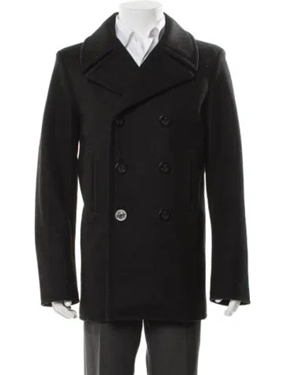Pre-owned Saint Laurent Wool Peacoat In Black