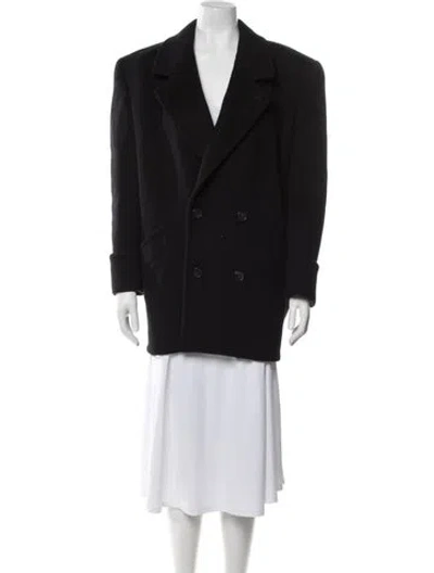 Pre-owned Saint Laurent Wool Peacoat In Black