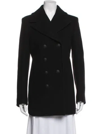 Pre-owned Saint Laurent Wool Peacoat In Black