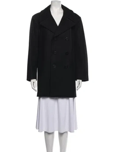 Pre-owned Saint Laurent Wool Peacoat In Black