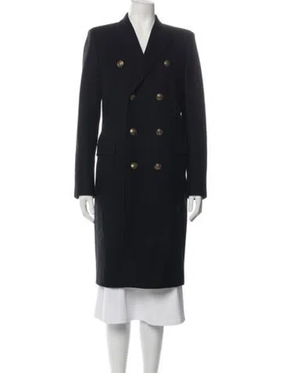 Pre-owned Saint Laurent Wool Peacoat In Black