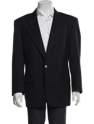 Pre-owned Saint Laurent Wool Peacoat In Gray