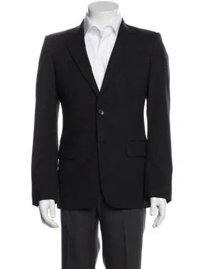 Pre-owned Saint Laurent Wool Peacoat In Gray