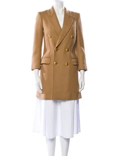 Pre-owned Saint Laurent Wool Peacoat In Neutral