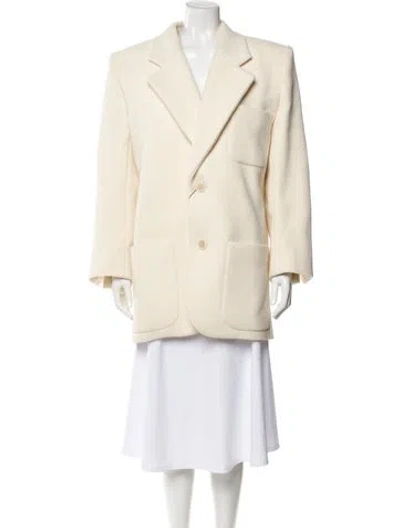 Pre-owned Saint Laurent Wool Peacoat In Neutral