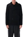 Saint Laurent Wool Peacoat With Epaulettes In Black