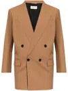 Saint Laurent Double-breasted Wool-gabardine Blazer In Brown