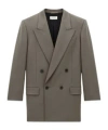 Saint Laurent Wool Peak Blazer In Green
