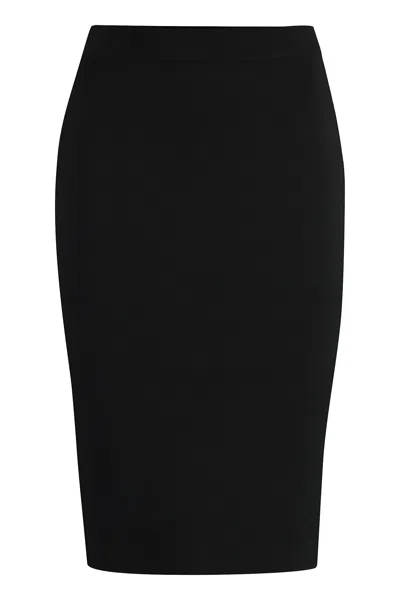 Saint Laurent High-waisted Wool Pencil Skirt With Ribbed Edges In Black