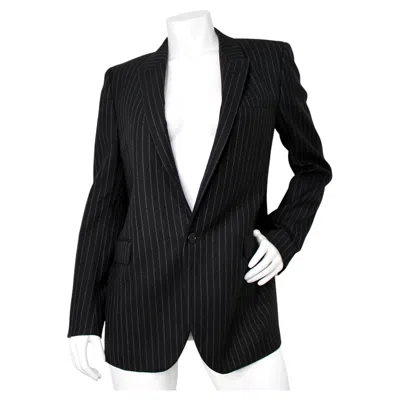 Pre-owned Saint Laurent Wool Pinstripe Single Breasted Blazer In Black