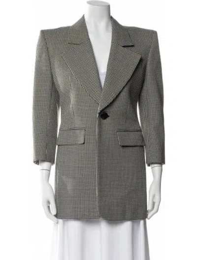 Pre-owned Saint Laurent Wool Plaid Print Blazer In Black