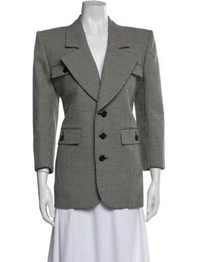 Pre-owned Saint Laurent Wool Plaid Print Blazer In Black