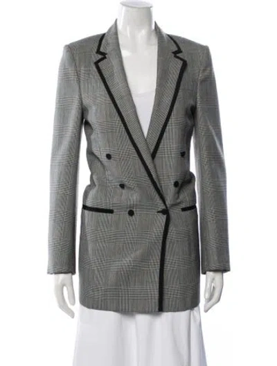 Pre-owned Saint Laurent Wool Plaid Print Blazer In Neutral