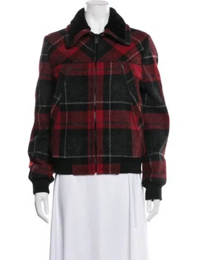 Pre-owned Saint Laurent Wool Plaid Print Bomber Jacket In Multicolor
