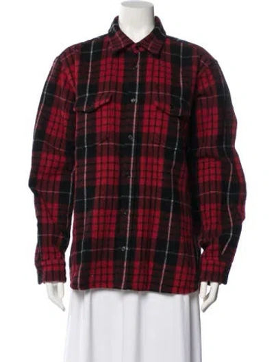Pre-owned Saint Laurent Wool Plaid Print Jacket In Red