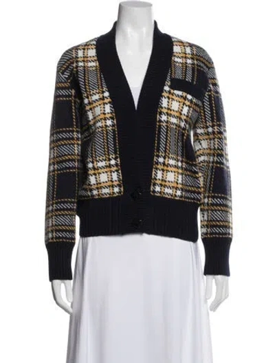 Pre-owned Saint Laurent Wool Plaid Print Sweater In Blue