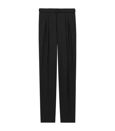 Saint Laurent Wool Pleated Trousers In Black