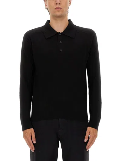 Saint Laurent Wool Polo In Black