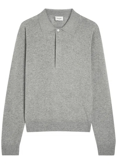 Saint Laurent Wool Polo Jumper In Gray