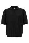 Saint Laurent Black Short Sleeved Wool Polo In Black