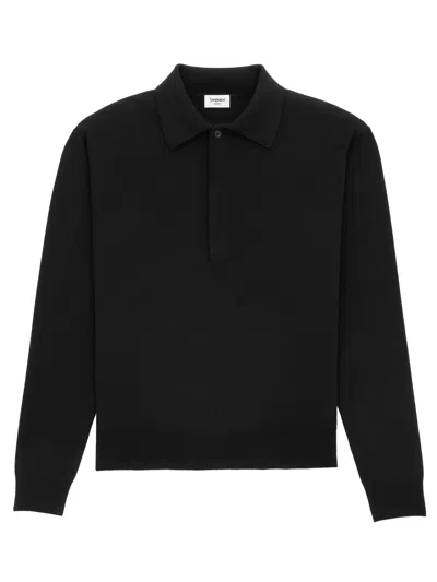 Saint Laurent Wool Polo Sweater In Black