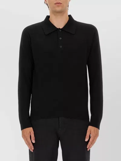 Saint Laurent Wool Polo Shirt In Black