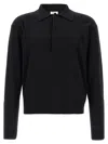 Saint Laurent Wool Collared Polo Shirt With Hidden Buttoning In Black