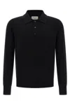 Saint Laurent Wool Polo Shirt Cuffs Ribbed In Black