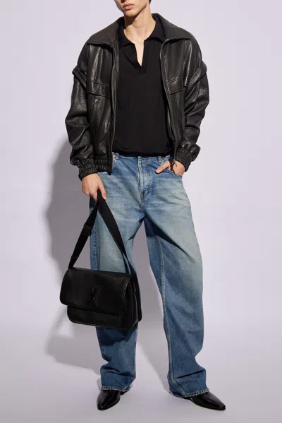 Saint Laurent Wool Polo Shirt In Black