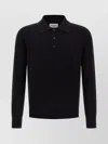 Saint Laurent Wool Polo Shirt Cuffs Ribbed In Black