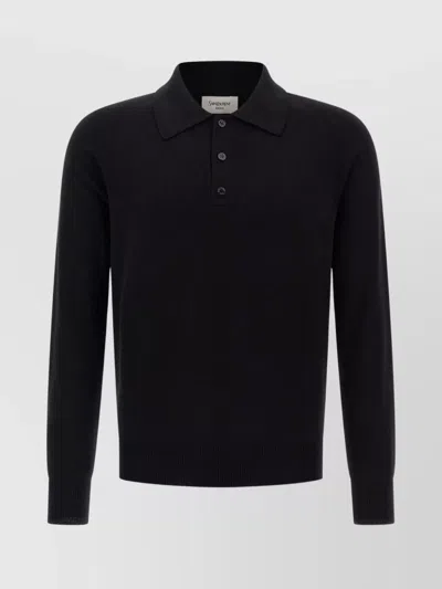 SAINT LAURENT WOOL POLO SHIRT CUFFS RIBBED