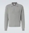 Saint Laurent Collared Wool Polo Long Sleeves In Grey
