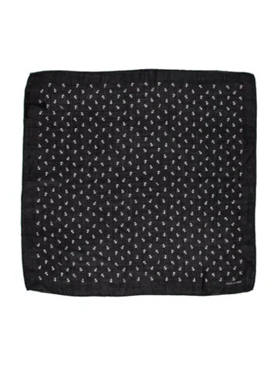 Pre-owned Saint Laurent Wool Printed Bandana W/ Tags In Black