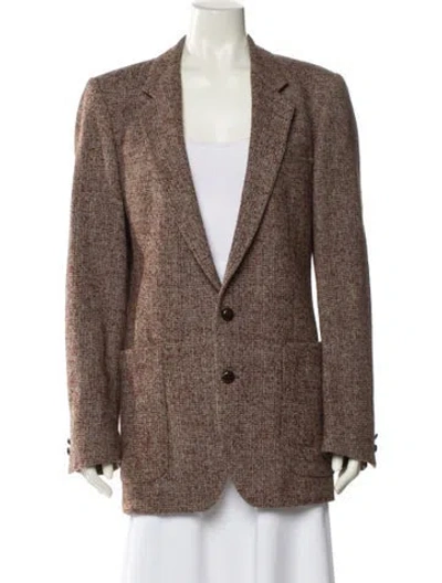 Pre-owned Saint Laurent Wool Printed Blazer In Brown