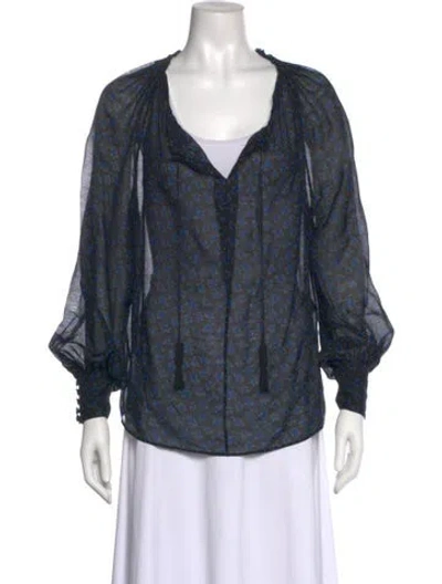 Pre-owned Saint Laurent Wool Printed Blouse In Black