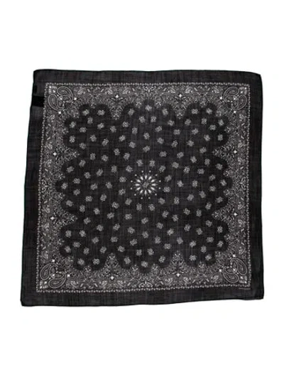Pre-owned Saint Laurent Wool Printed Scarf In Black