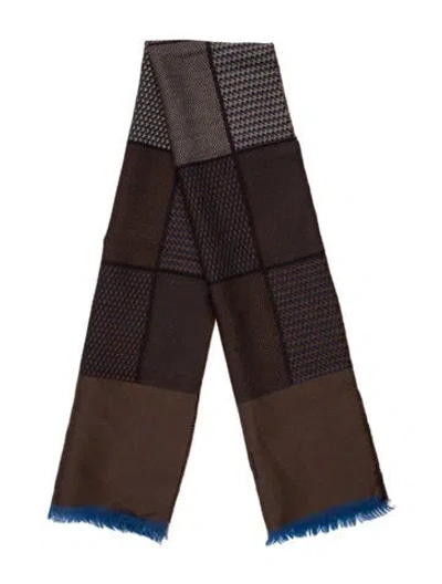 Pre-owned Saint Laurent Wool Printed Scarf In Brown