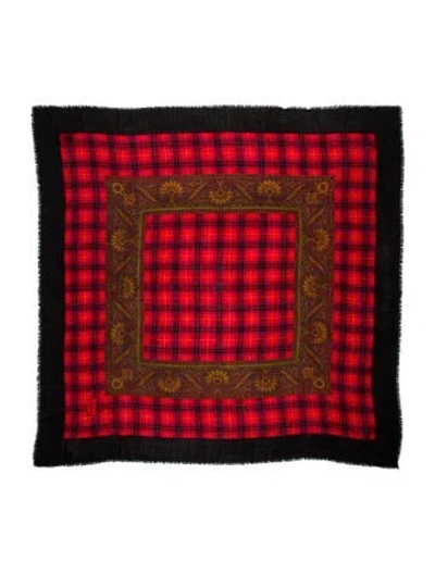 Pre-owned Saint Laurent Wool Printed Scarf In Red