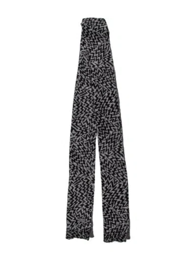 Pre-owned Saint Laurent Wool Printed Scarf W/ Tags In Gray