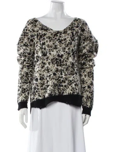 Pre-owned Saint Laurent Wool Printed Sweater In White