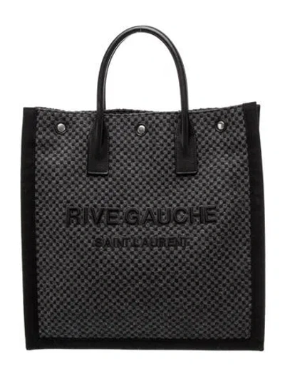 Pre-owned Saint Laurent Wool Rive Gauche N/s Tote In Black