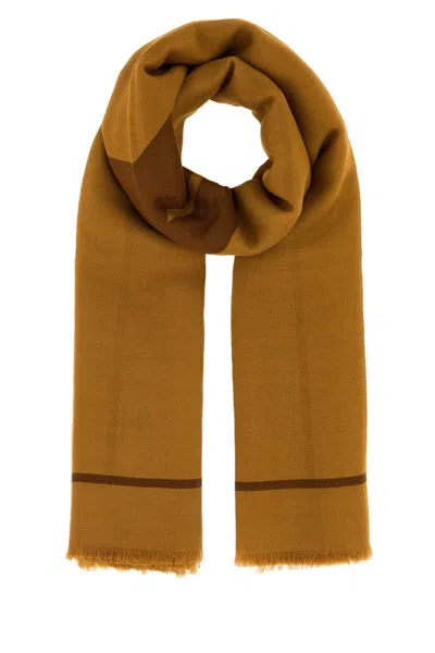 Saint Laurent Wool Scarf 135 X 135 Cm In Yellow